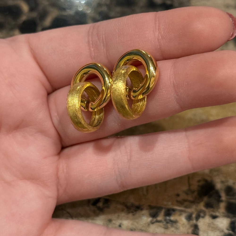 Givenchy Gold Interlocking Double Circle Drop Ear… - image 4